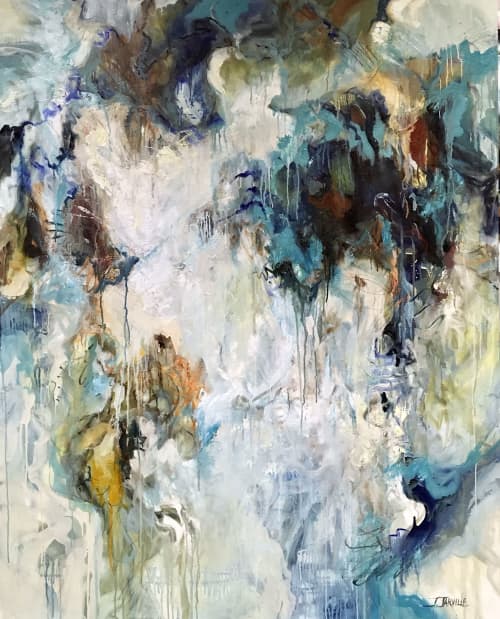 Available: A Thousand Splashes Sparkle, Oil Painting, 60”x48 | Oil And Acrylic Painting in Paintings by Jeanette Jarville, BFA Emily Carr University of Art. Item made of canvas works with contemporary & modern style