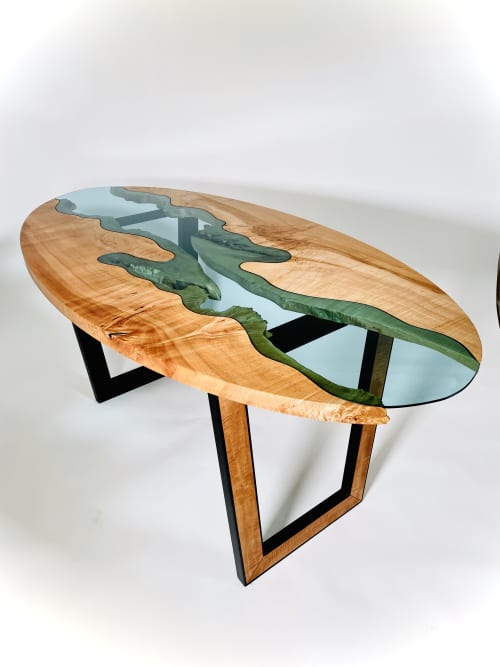 Maple River Table | Dining Table in Tables by Citizen Wood Company. Item made of maple wood & glass