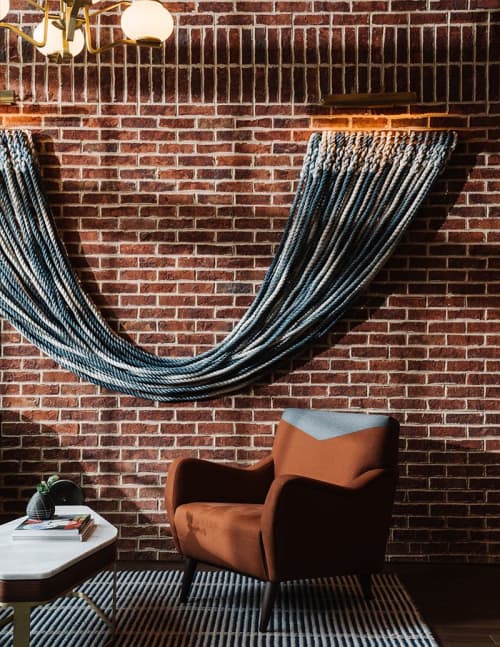 Winding Warp & Draped Rope Commission | Macrame Wall Hanging in Wall Hangings by Liz Robb | The Alida Hotel in Savannah. Item composed of cotton and fiber