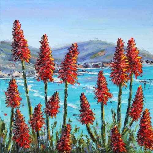 Palette Knife Painting in Oil, Big Sur | Oil And Acrylic Painting in Paintings by Lisa Elley ART | Wente Estate Tasting Room & Winemakers Studio in Livermore. Item made of synthetic
