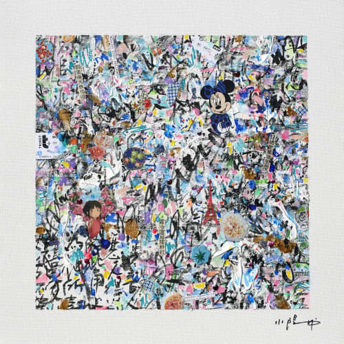 Prayers from Paris - Original mixed media painting | Oil And Acrylic Painting in Paintings by Xiaoyang Galas. Item composed of canvas compatible with contemporary and art deco style