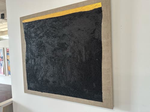 Luxury Gold and Carbon Painting on Spanish Linen Minimalist | Oil And Acrylic Painting in Paintings by RGB Fine Art. Item made of canvas works with minimalism & contemporary style