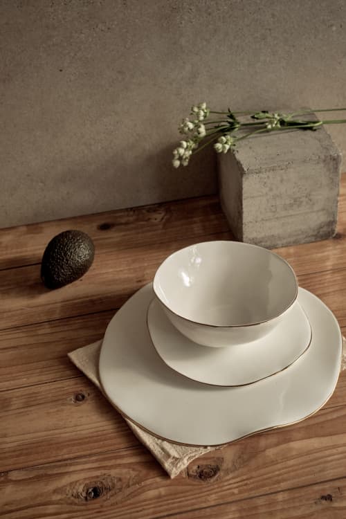 Molosco Signature - White Gold 3 Pieces Sets | Serving Bowl in Serveware by Laura Letinsky | Chicago in Chicago. Item made of ceramic
