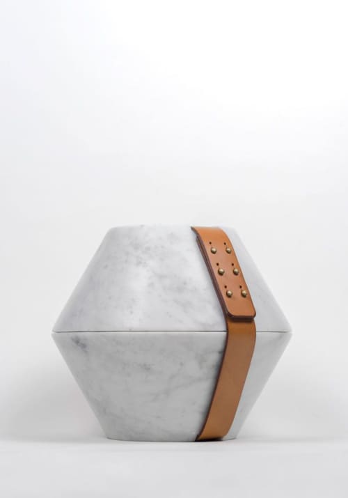 Istanti Inclusi - clessidra | Storage Bin in Storage by gumdesign. Item composed of marble and leather in contemporary style