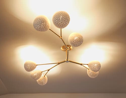 Claylight Vine | Flush Mounts by lightexture. Item made of brass with ceramic works with boho & minimalism style