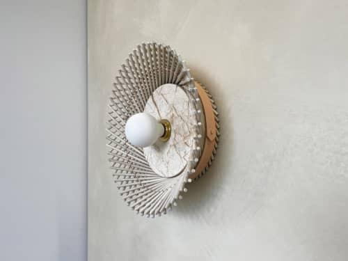 Mooda Sconce 9 | Sconces by INDO-. Item composed of oak wood and granite