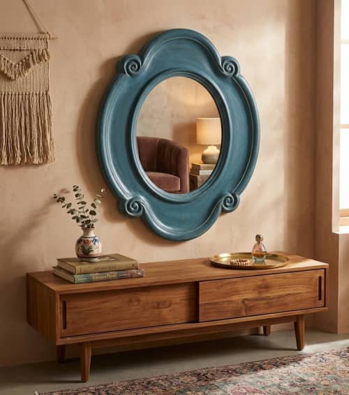 The Baroque Scroll Oval Mirror | Decorative Objects by Famous Art Group Of Industries