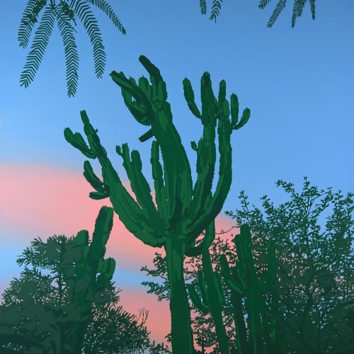 Arts District Cactus | Oil And Acrylic Painting in Paintings by Lindsey Warren. Item made of canvas