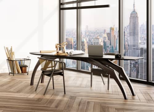 ‘Leap’ Table No1. in Ebonized English oak. Unique | Desk in Tables by Jonathan Field. Item made of oak wood works with contemporary & modern style