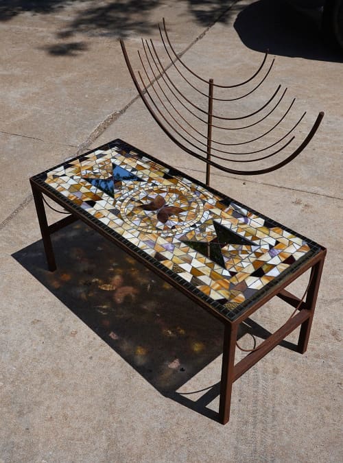 Mixed media Mosaic Sculpture | Public Mosaics by Permanent Flower Studio. Item composed of steel and glass