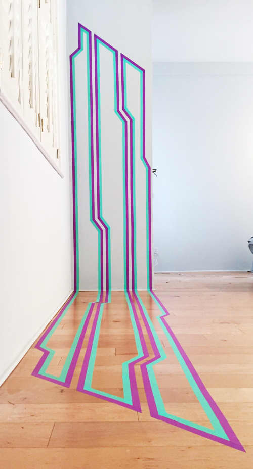 Masking tape installation by Katelyn Liepins | Wescover Murals