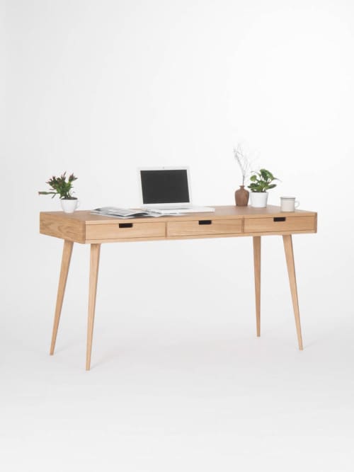 Wooden desk, office table, bureau, mid century modern | Tables by Mo Woodwork. Item composed of oak wood in minimalism or mid century modern style