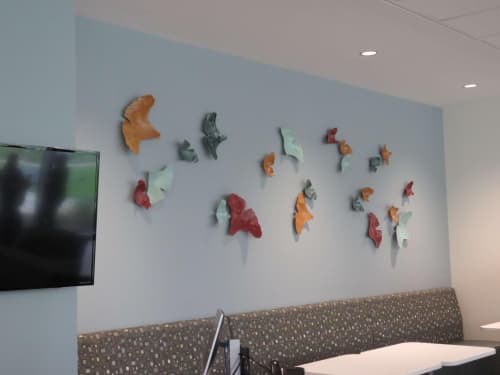 Ceramic Ginkgo Leaves | Wall Sculpture in Wall Hangings by Amy Meya. Item made of ceramic