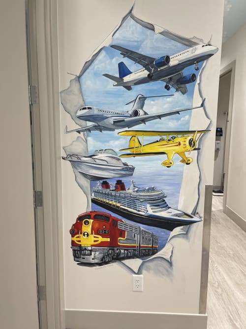 Travels! | Murals by Murals By Marg | Little Pearls Pediatric Dentistry in Toronto. Item made of synthetic