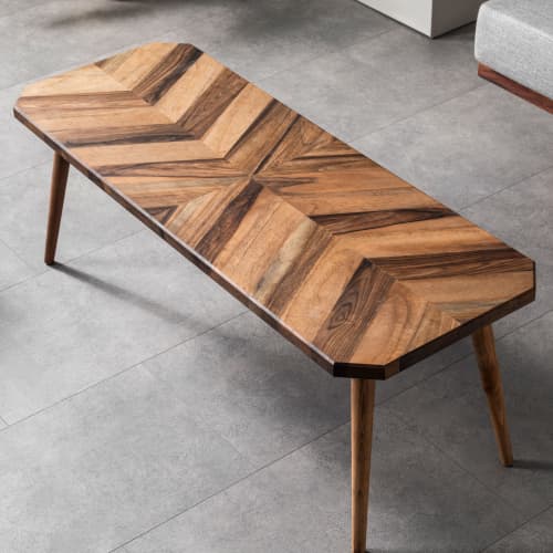 Walnut Herringbone Coffee Table | Tables by Halohope Design. Item made of walnut works with minimalism & mid century modern style