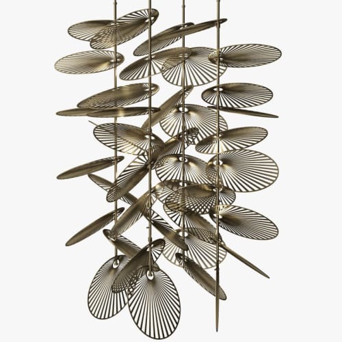 QZ0337 LEAF CASCADE | Chandeliers by alanmizrahilighting | New York in New York. Item made of aluminum