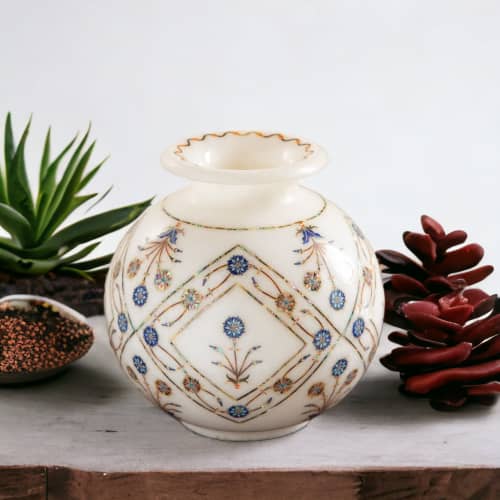 Unique pietra dura pitcher, Luxury pietra dura pitcher | Vase in Vases & Vessels by Innovative Home Decors. Item composed of marble compatible with country & farmhouse and art deco style
