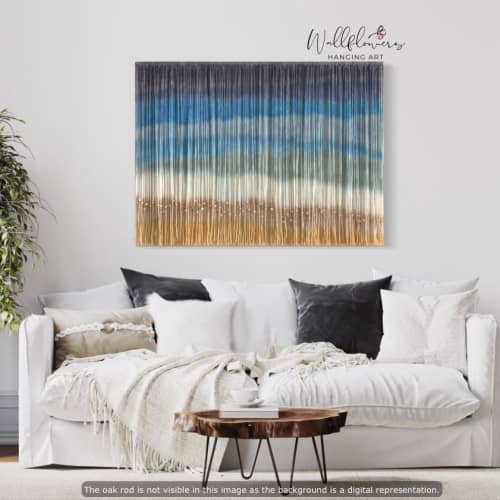 WAVES Coastal Beach Textile Wall Hanging, Custom Fiber Art by