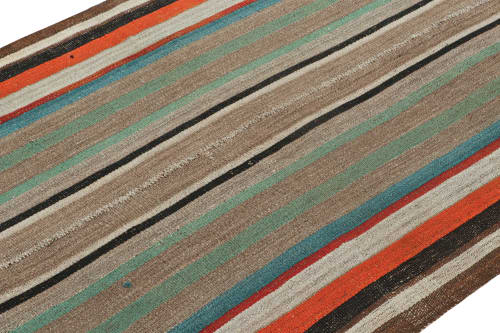 Vintage Persian Kilim with Vibrant Polychromatic Stripes | Area Rug in Rugs by Rug and Kilim