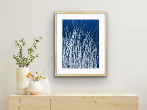 Wild Grass (18 x 24" original hand-printed cyanotype) | Photography by Christine So. Item composed of paper in boho or contemporary style
