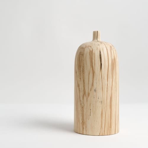 Tall Zai Bud Vase In Spalted Beech | Vases & Vessels by Pooja Pawaskar. Item made of wood