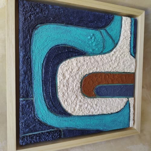 Geometric Mid Century Inspired Original Painting | Oil And Acrylic Painting in Paintings by Serge Bereziak. Item made of canvas works with boho & minimalism style