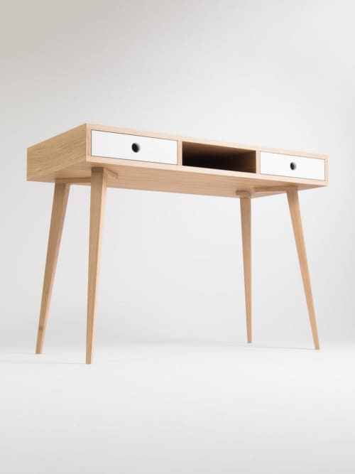 Desk for home, dressing table, bureau, with white drawers | Tables by Mo Woodwork