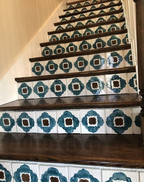 Custom Stair Riser Tiles | Tiles by Kristen Falkirk - Falkirk Tileworks