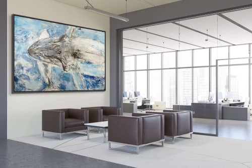 LIVING OCEANS - TONGA HUMPBACKS I | Oil And Acrylic Painting in Paintings by Betty Jo Costanzo. Item made of canvas with synthetic