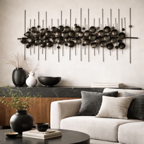 Abstract Metal Wall Art Sculpture 140×70 cm | Wall Sculpture in Wall Hangings by Sarmal Design. Item composed of steel in mid century modern or contemporary style