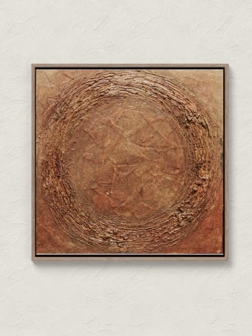 Beige Brown Wabi Sabi Relief Wall Art | Oil And Acrylic Painting in Paintings by Serge Bereziak. Item composed of canvas compatible with minimalism style