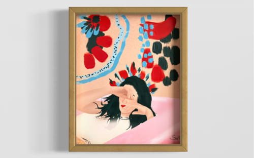 Hiding Place Painting | Oil And Acrylic Painting in Paintings by Sine Wilt. Item composed of paper compatible with contemporary and eclectic & maximalism style