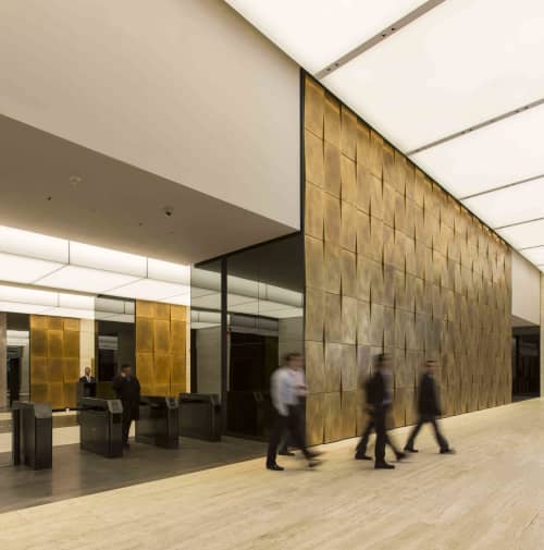 605 3rd Avenue Feature Wall | Paneling in Wall Treatments by Amuneal | Fisher Brothers Management in New York. Item composed of copper