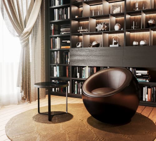 METEORA Pouff | Ottoman in Benches & Ottomans by Mavimatt. Item composed of glass and leather