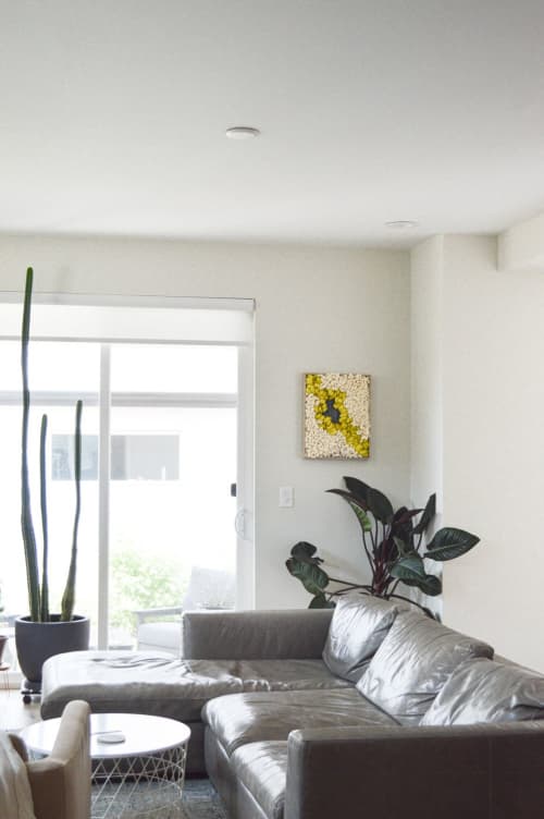 Framed Art – Green Wall Decor – Small Wall Art | Wall Hangings by Camille McMurry. Item composed of oak wood and wool in art deco style