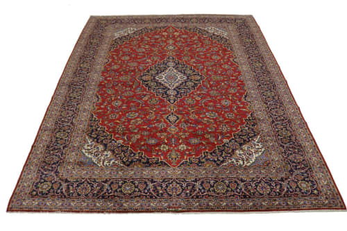 Vintage Red Traditional 10X13 Kashan Persian Rug | Area Rug in Rugs by Magic Rugs. Item made of wool works with traditional style