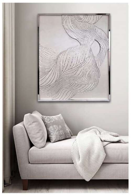 Silver flow | Mixed Media by Julia Gorbunova. Item composed of glass compatible with minimalism and contemporary style