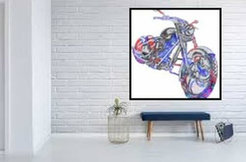 never be the same with my Harley Davidson | Mixed Media by Virginie SCHROEDER. Item composed of canvas and paper
