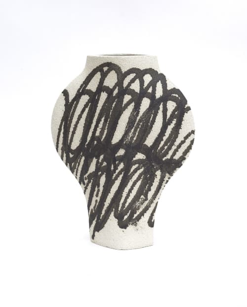 Ceramic Vase ‘Dal - Circles Black’ | Vases & Vessels by INI CERAMIQUE. Item composed of ceramic compatible with minimalism and contemporary style