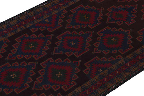 Rug & Kilim’s Baluch Runner Rug with Black, Burgundy | Area Rug in Rugs by Rug and Kilim