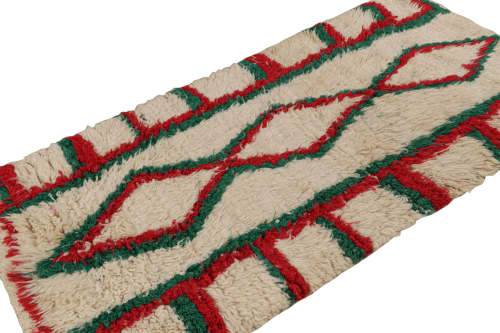 Vintage Moroccan Azilal Runner Rug with Red and Green | Area Rug in Rugs by Rug and Kilim
