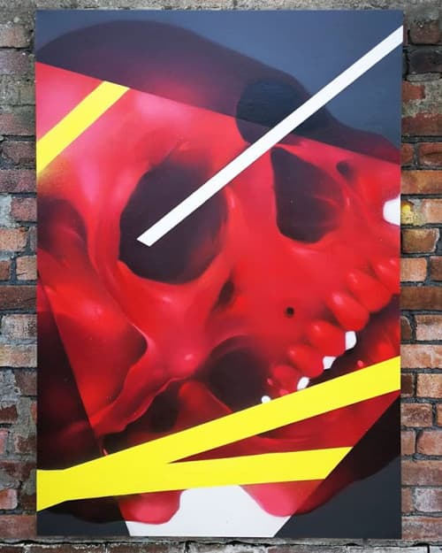 RedSkull | Oil And Acrylic Painting in Paintings by Bradley Rmer | Private Residence - Cardiff, UK in Cardiff. Item composed of canvas and synthetic