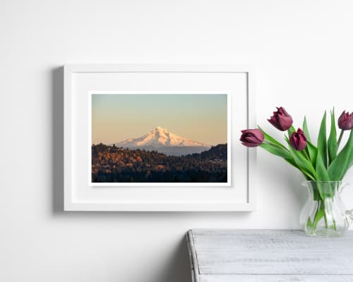 Photograph • Mount Hood, Sunset, Autumn, PNW, Landscape | Photography by Honeycomb. Item made of metal & paper