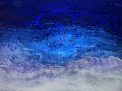 Private Collection:  Shadows of the Deep Original Resin | Oil And Acrylic Painting in Paintings by MELISSA RENEE fieryfordeepblue  Art & Design. Item composed of wood and synthetic in contemporary or eclectic & maximalism style