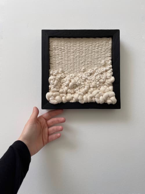 Woven wall art frame (Foam 002) | Tapestry in Wall Hangings by Elle Collins. Item composed of oak wood & cotton compatible with minimalism and mid century modern style