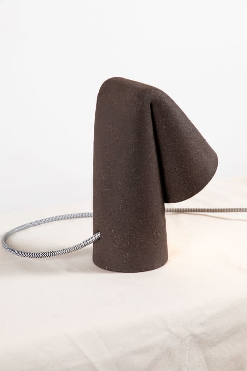 Melo Fold Desk Lamp - Black Ceramic Table Lamp | Lamps by Catalin Filip. Item made of ceramic compatible with boho and eclectic & maximalism style