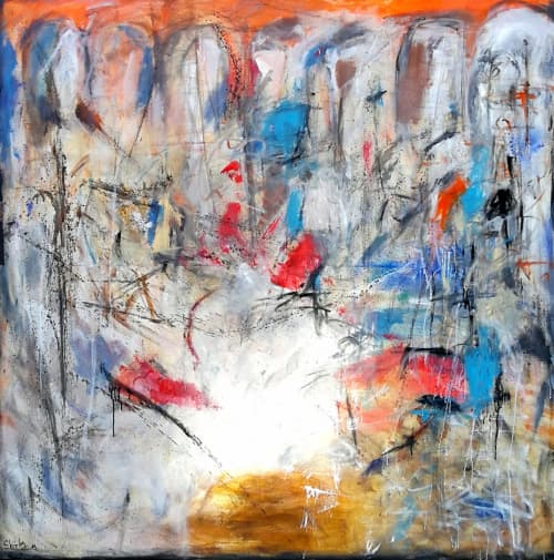 Grounded | Oil And Acrylic Painting in Paintings by Shirly Maimom Art. Item composed of canvas compatible with contemporary and art deco style