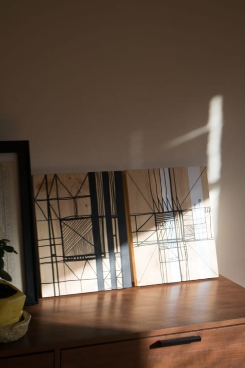 Parallels Black and White, II | Oil And Acrylic Painting in Paintings by Atelier Stumpo. Item composed of wood and canvas