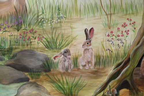 Maternity Ward Woodland Mural | Murals by Michelle Meola | North Middlesex University Hospital in London