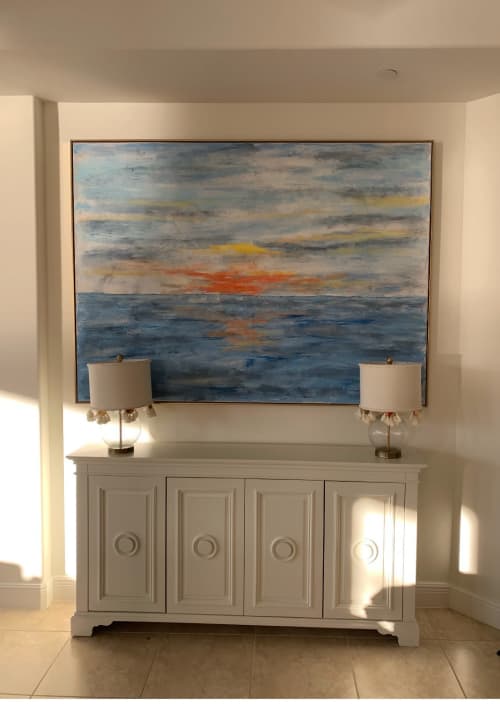 Vodka Tonic Sunset | Oil And Acrylic Painting in Paintings by Lisa Collins. Item composed of canvas and synthetic